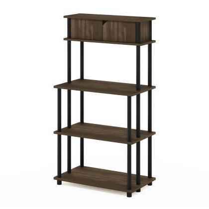 Furinno 21029CWNBK Turn-N-Tube Toolless Storage Shelf with Top Cabinet, Columbia Walnut & Black 