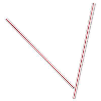 Dixie Food Service DXEHS5CC Plastic Unwrapped Hollow Stir-Straws, White & Red - 5 in. 