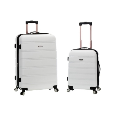 Rockland F225-2TONEWHITE Luggage Expandable Spinner Set, Magenta & White - 2 Piece 