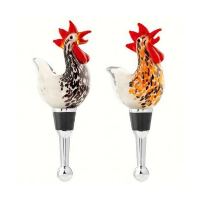 LS Arts BS-316 Bottle Stopper - Roosters, 2 Assorted 