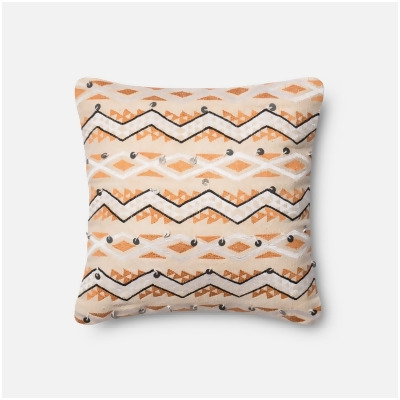 Loloi Rugs DSETP0401ORIVPIL1 18 x 18 in. Decorative Down Filled Pillow with Cover, Orange & Ivory 