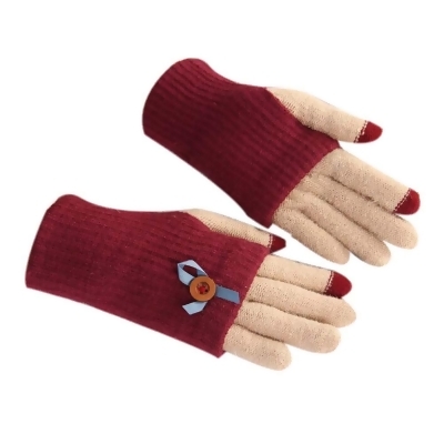 Panda Superstore PS-CLO2474963011-SUE00668 Lovely Woolen Knitted Touch Screen Gloves, Red 