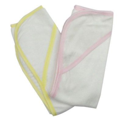 Bambini 021B-Pink-021B-Yellow Infant Hooded Bath Towel, Pink & Red - Pack of 2 