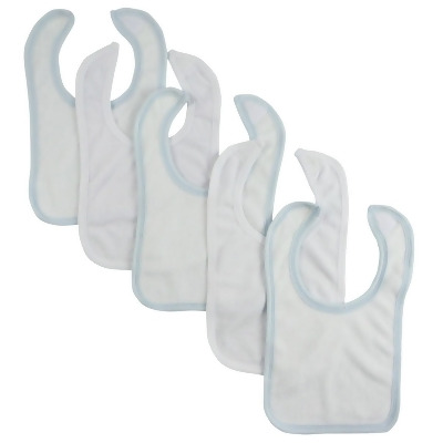 Bambini 1024-W-B3-W2 12.25 x 7.5 in. Infant Boys Drool Bibs, White & Blue - Pack of 5 