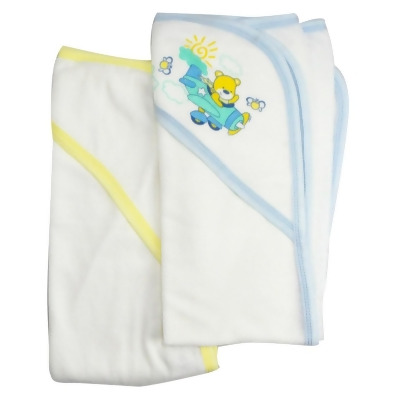 Bambini 021B-Blue-021B-Yellow Infant Hooded Bath Towel, White & Yellow - Pack of 2 