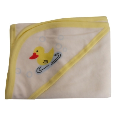 Bambini 021SY Hooded Towel with Binding and Screen Prints, Yellow 