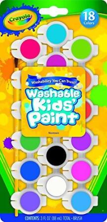 Crayola Washable Kids Paint Set & Paintbrush, 18 Count, Painting Supplies