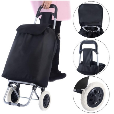Online Gym Shop CB16954 7 x 13 x 31 in. Wheeled Shopping Trolley Push Cart Bag Large Capacity Light Weight, Black 