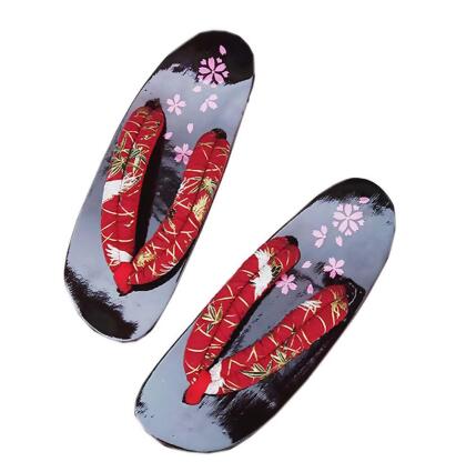 Panda Superstore PS-HOM3731911-YAN00486 Non-Slip High-Heeled Wooden Slippers Fashion Clogs, Red Crane