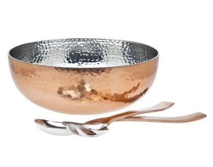 Godinger 19417 Hammered Bowl With Server, Copper 