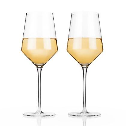 Viski 4529 Raye Crystal Chardonnay Glasses, Clear - Set of 2 