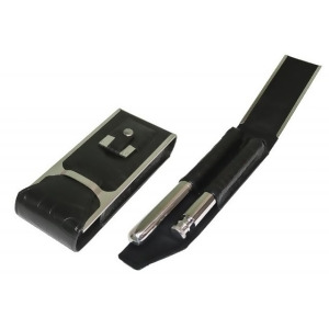 Visol VCASE304 Alton Black Leather Cigar Case, Cigar Cutter & Flask Travel Set
