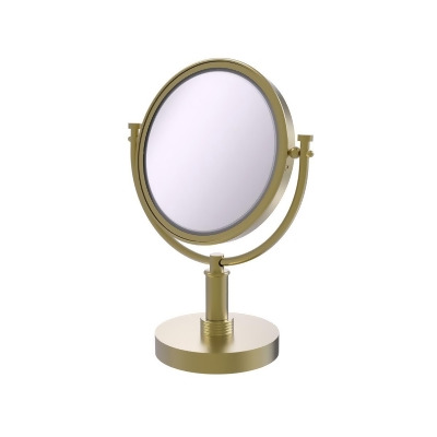 Allied Brass DM-4G-3X-SBR Grooved Ring Style 8 in. Vanity Top Make-Up Mirror 3X Magnification, Satin Brass 
