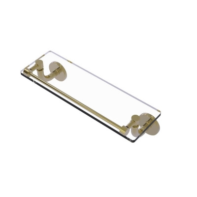 Allied Brass RM-1-16-GAL-UNL Remi Collection 16 in. Glass Vanity Shelf with Gallery Rail, Unlacquered Brass 