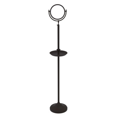 Allied Brass DMF-3-5X-ORB Floor Standing Make-Up Mirror 8 in. dia. with 5X Magnification & Shaving Tray, Oil Rubbed Bronze 