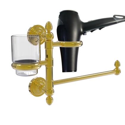 Allied Brass DT-GTBD-1-UNL Dottingham Collection Hair Dryer Holder & Organizer, Unlacquered Brass 