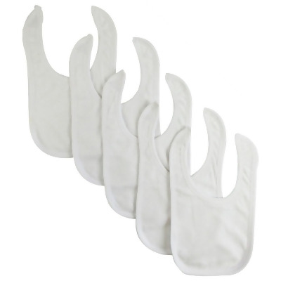 Bambini 1024-W-5 12.25 x 7.5 in. Infant Drool Bibs, White & Blue - Pack of 5 