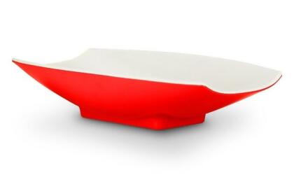 Bon Chef 53705-2ToneRed 21 x 12.12 x 4.25 in. Melamine Curves Bowl with Red Outside & White Inside, 160 oz - 5 quart 