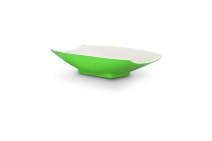 Bon Chef 53703-2ToneLime 12 x 6.75 x 2.75 in. Melamine Curves Bowl with Lime Outside & White Inside, 32 oz - 1 quart 