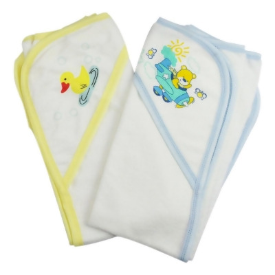 Bambini 021-Yellow-021B-Blue Infant Hooded Bath Towel, Yellow - Pack of 2 