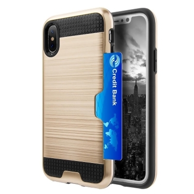 Apple TCAIPX-CTG-GO iPhone X Hybrid Card to Go TPU Black Case with Silk Back Plate, Gold 