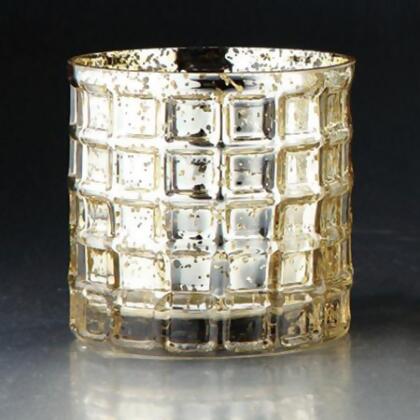 Diamond Star 57052 4.5 x 5 in. Glass Vase Candleholder, Gold 