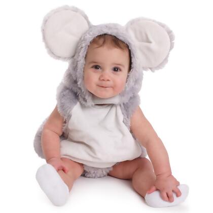 Dress Up America 860-12-24 Infant Squeaky Mouse Costume for 12 to 24 Months Baby, Gray & White 