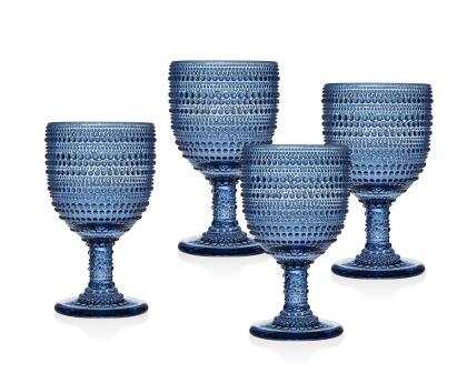 Godinger 48102 Lumina Goblet Glass, Blue - Set of 4 