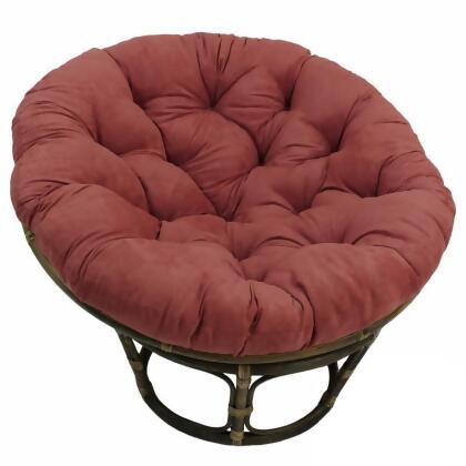 International Caravan 3312-MS-RW 42 in. Rattan Papasan Chair with Micro Suede Cushion, Red Wine 