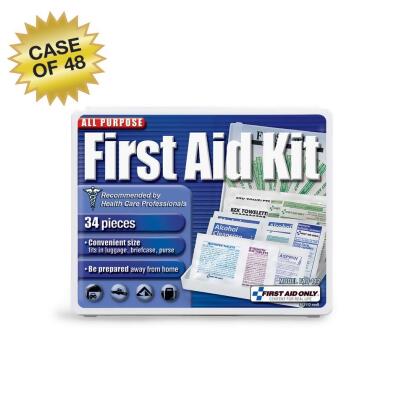 First Aid Only 112 3.75 x 4.75 x 0.5 in. All-Purpose First Aid Kit, Blue & White - 34 Pieces