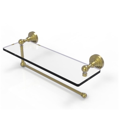 Allied Brass WP-1PT-16-SBR Waverly Place Collection Paper Towel Holder with 16 in. Glass Shelf, Satin Brass 