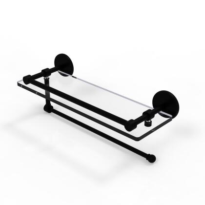 Allied Brass P1000-1PT-16-GAL-BKM Prestige Skyline Collection Paper Towel Holder with 16 in. Gallery Glass Shelf, Matte Black 