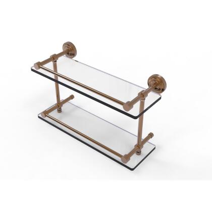 Allied Brass DT-2-16-GAL-BBR Dottingham 16 in. Double Glass Shelf with Gallery Rail, Brushed Bronze 