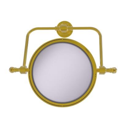 Allied Brass RDM-4-5X-UNL Retro Dot Collection Wall Mounted Swivel Make-Up Mirror 8 in. dia. with 5X Magnification, Unlacquered Brass 