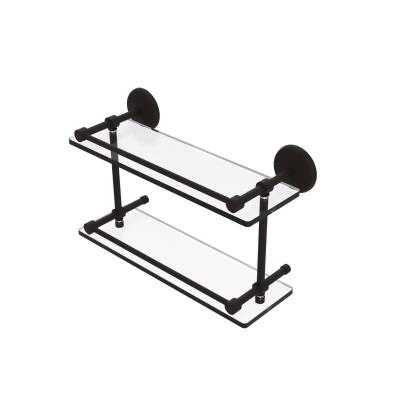 Allied Brass MC-2-16-GAL-ORB Monte Carlo 16 in. Double Glass Shelf with Gallery Rail, Oil Rubbed Bronze 