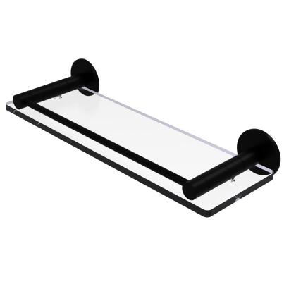 Allied Brass FR-1-16G-BKM Fresno Collection 16 in. Glass Shelf with Vanity Rail, Matte Black