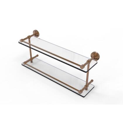 Allied Brass DT-2-22-GAL-BBR Dottingham 22 in. Double Glass Shelf with Gallery Rail, Brushed Bronze 
