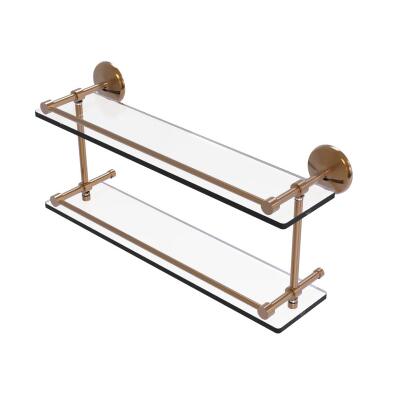Allied Brass MC-2-22-GAL-BBR Monte Carlo 22 in. Double Glass Shelf with Gallery Rail, Brushed Bronze 