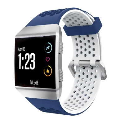 Tuff Luv I14-75 TPU Dual Colour Air-Cool Silicone Strap & Wristband for Fitbit Ionic - Blue & White, Large 