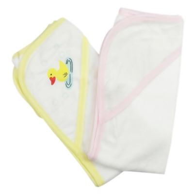 Bambini 021-Yellow-021B-Pink Infant Hooded Bath Towel, Pink & White - Pack of 2 