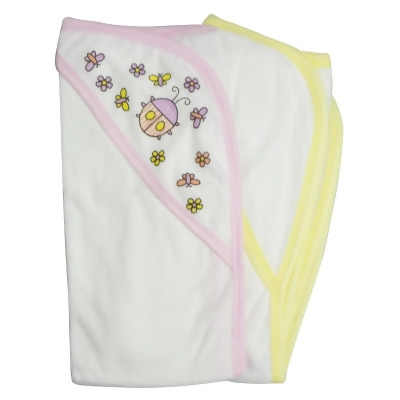Bambini 021-Pink-021B-Yellow Infant Hooded Bath Towel, Pink - Pack of 2 