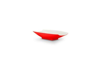 Bon Chef 53701-2ToneRed 8 x 4.75 x 2 in. Melamine Curves Bowl with Red Outside & White Inside, 8 oz 