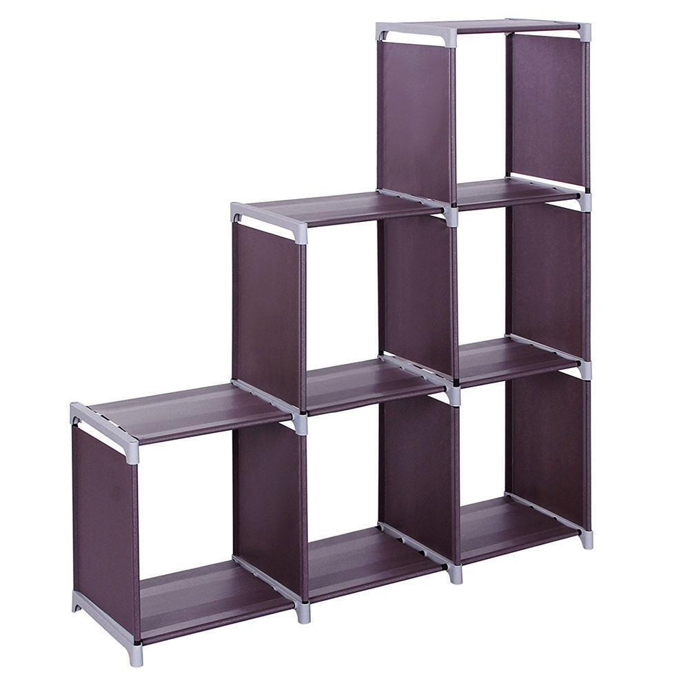212 Main PHO-0RG8QKAM-US 3-Tier 6-Cube Rack Steel Closet Staircase Organizer DIY Storage Shelf in Brown | PHO_0RG8QKAM_US