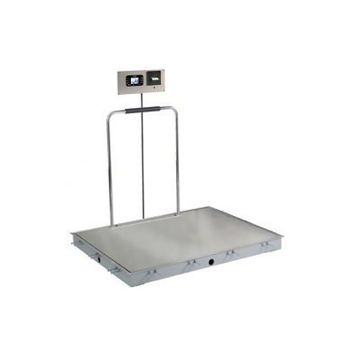 Cardinal Scales ID-4848SH-855RMP 48 x 48 in. In-Floor Dialysis Scale - Stainless Steel Deck, Hand Rail, 855 Recessed Wall-Mount Indicator with Printer 