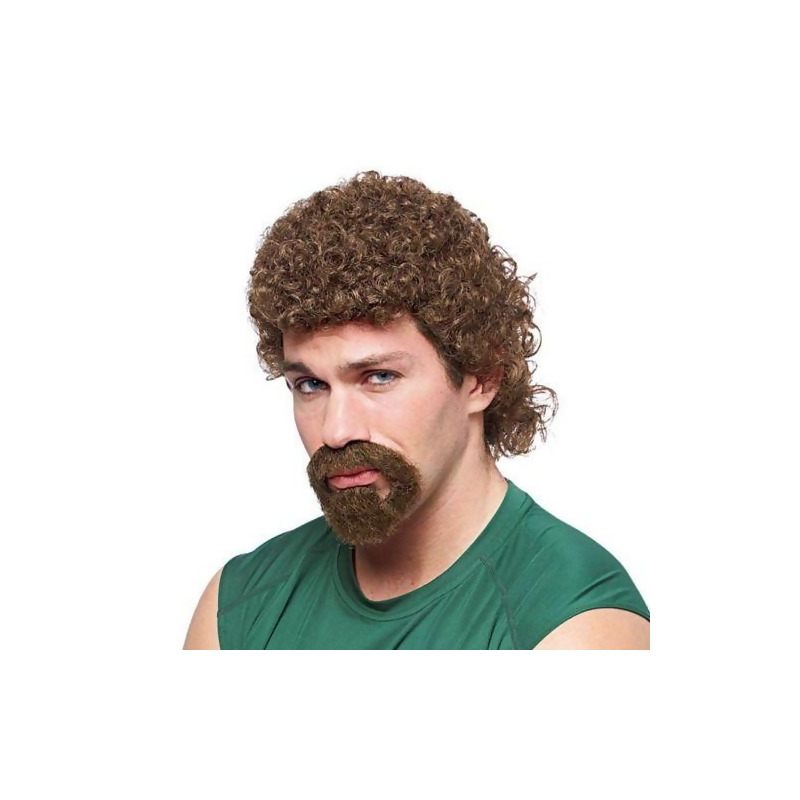 Costume Culture by Franco 24906 12 Mens 80s Curly Afro Mullet Kenny Powers Eastbound Down Costume Wig Goatee Beard Brown