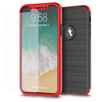 Apple TCAIPX-CAPS-RD iPhone X the Capsule Full Cover Hybrid Silk TPU with PC Frame & Tempered Glass Screen Protector, Red 