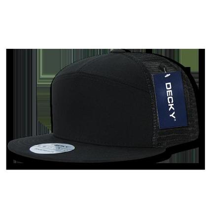 Decky 1133-BLK 7 Panel Trucker Caps, Black
