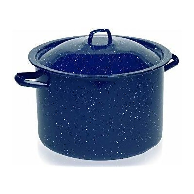 EMG C206661062810W 4 qt. Imusa Speckled Enamel Stock Pot with Lid, Blue 