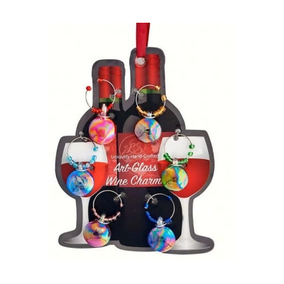 LS Arts WB-072 Wine Charms, Gems & Carded - Set of 6 