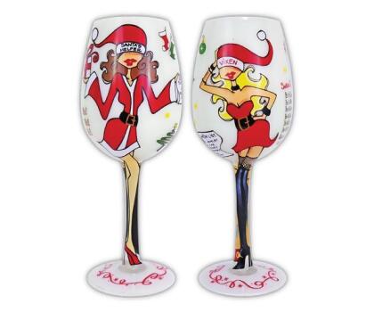 Bottoms Up - 95 and Sunny WGSANTASHELP Wine Glass, Santas Helpers 